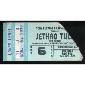 Vintage 1979 Jethro Tull UK Concert Ticket Stub Birmingham AL